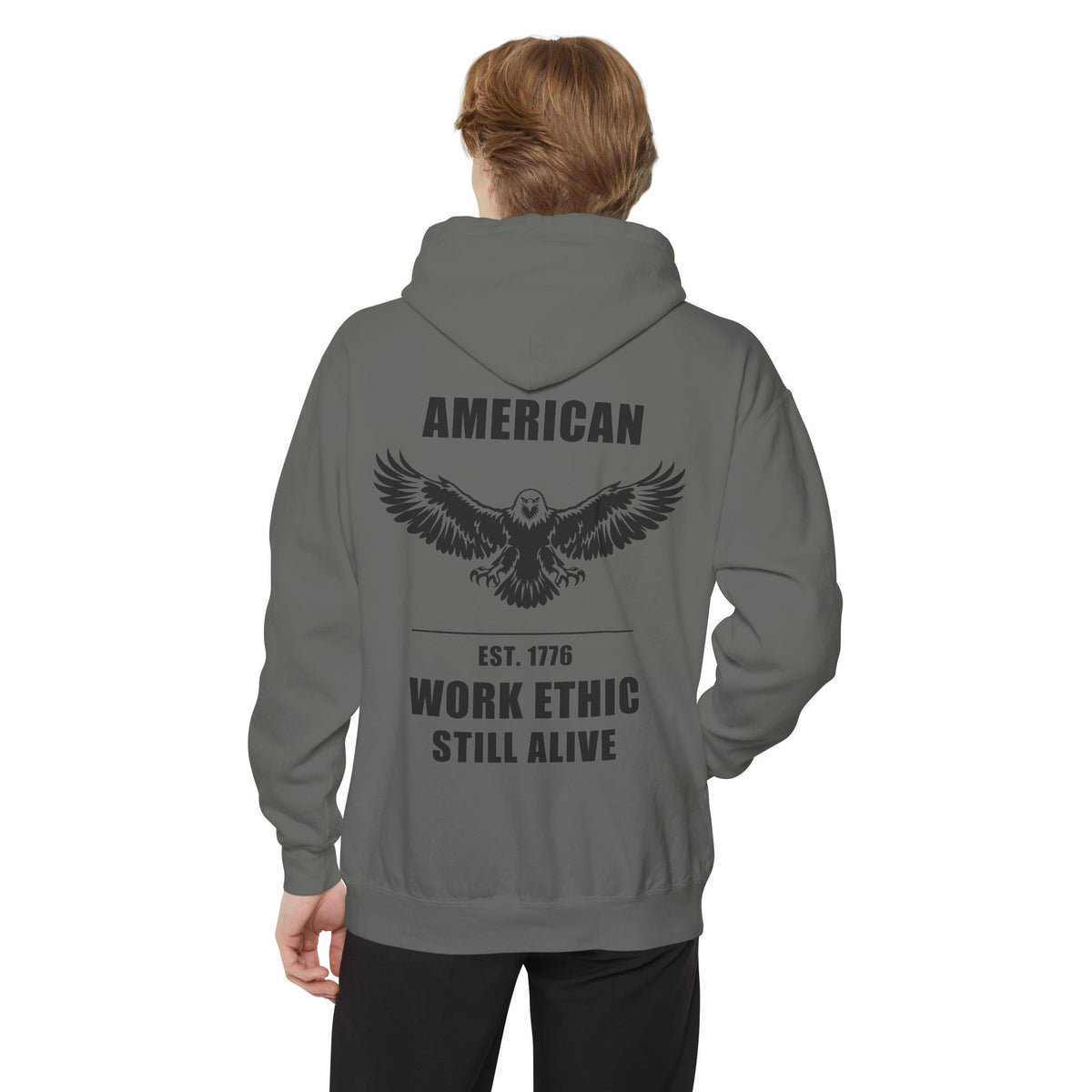 American Work Ethic Still Alive — Garment-Dyed Hoodie